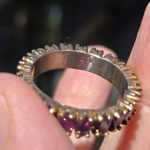 Ametyst Marquise Cut Gemstone Eternity Ring Sz9 - Picture 5 of 7
